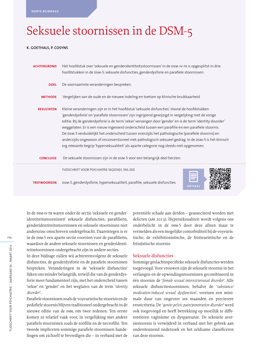 Pdf Sexual Disorders In The Dsm 5