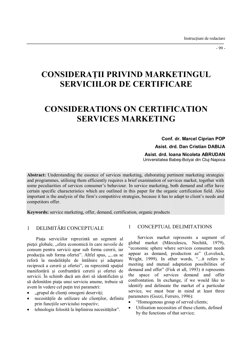 Pdf Considerations On Certification Services Marketing With