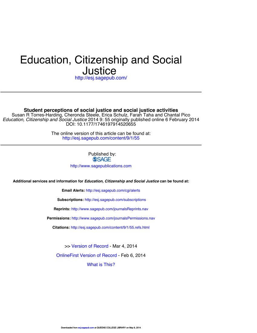 pdf student perceptions of social justice and social justice activities