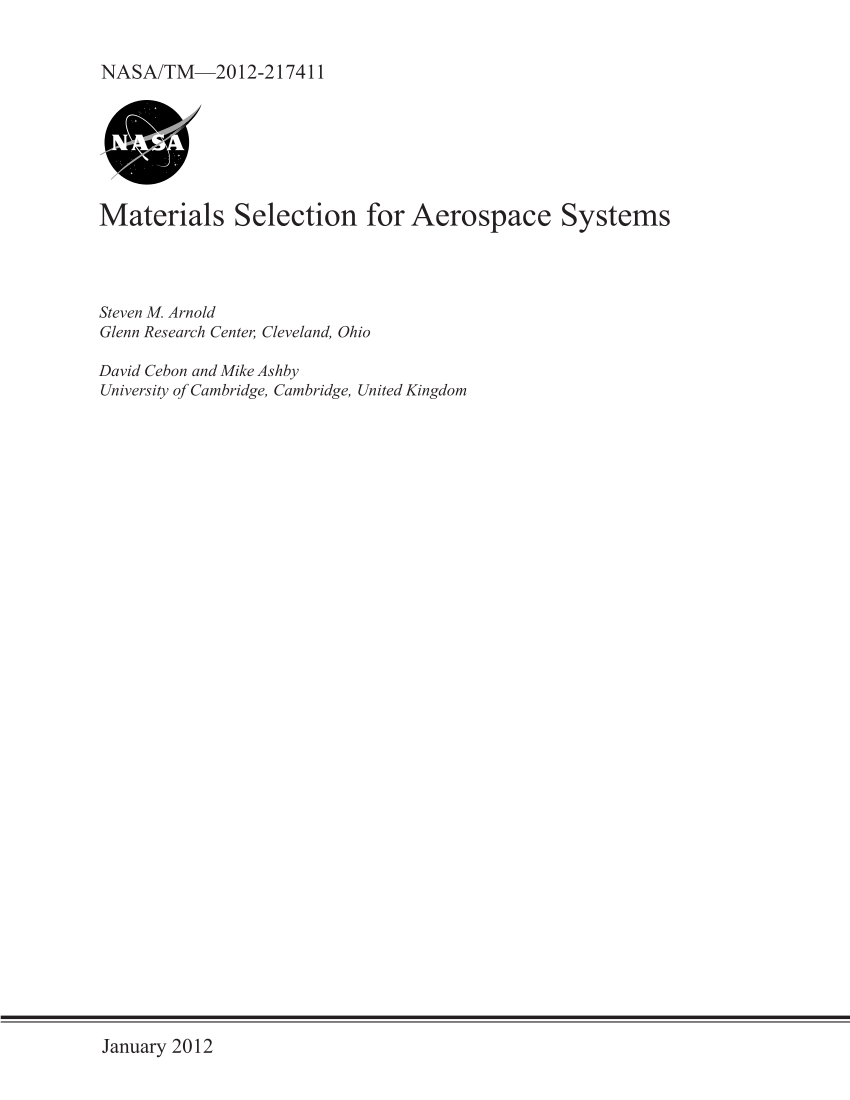 Pdf Materials Selection For Aerospace Systems