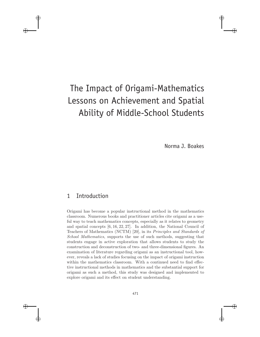 Pdf The Impact Of Origami Mathematics Lessons On