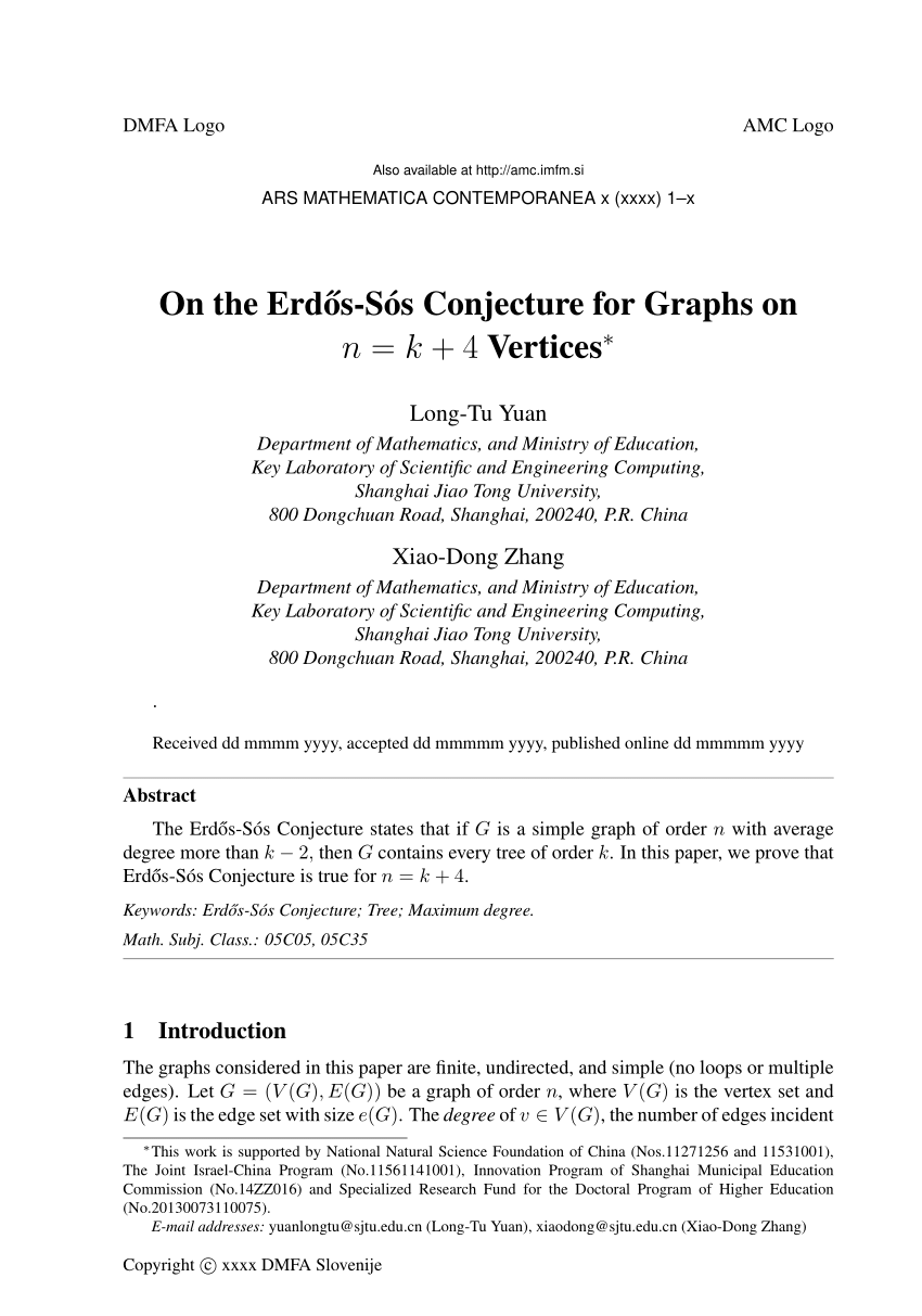 Pdf On The Erdos Sos Conjecture For Graphs On N K 4 Vertices