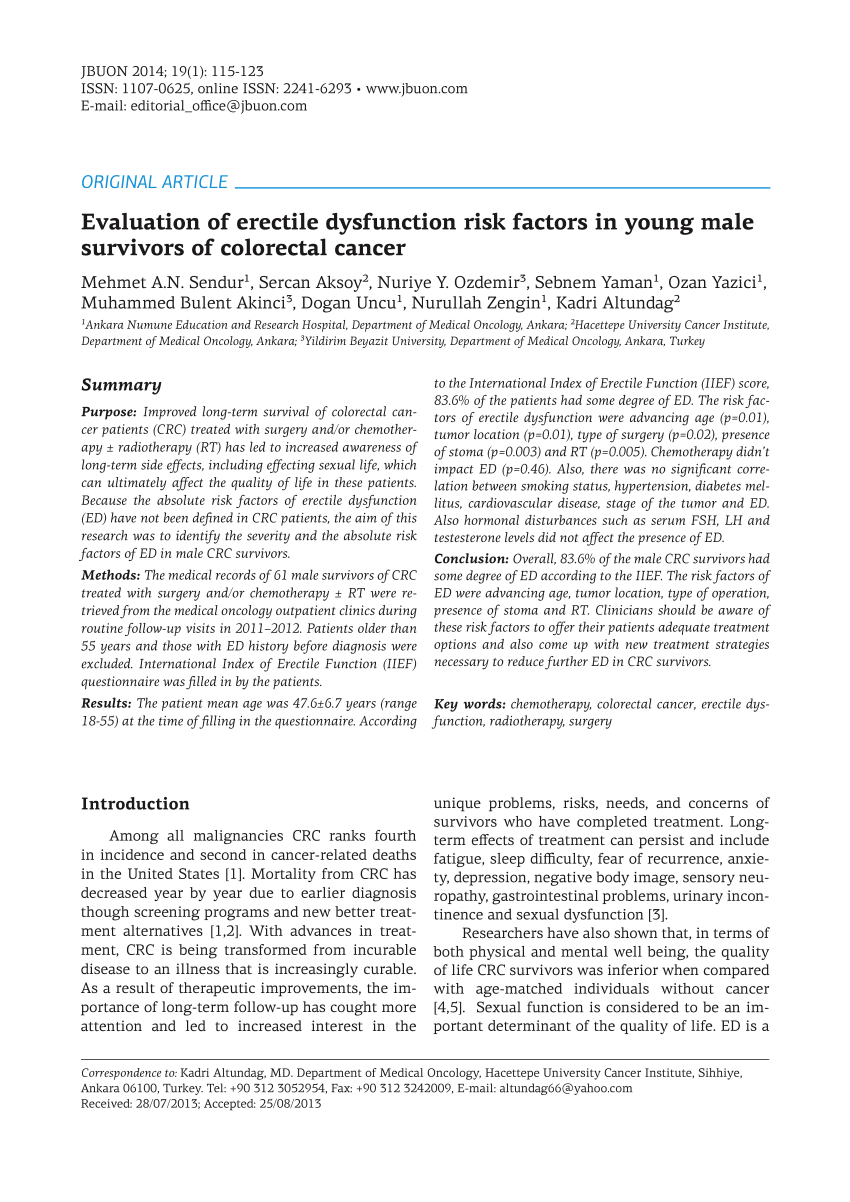 PDF Evaluation of erectile dysfunction risk factors in young male