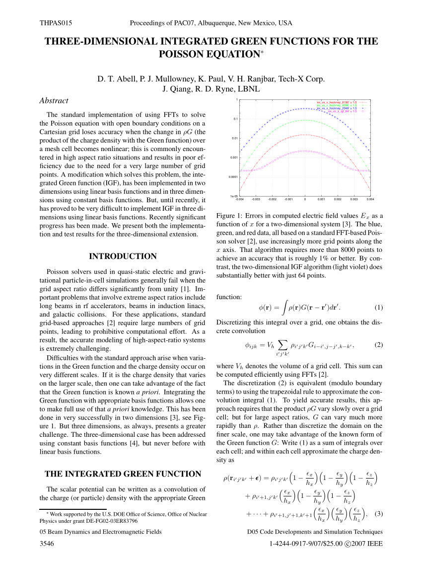 Pdf Three Dimensional Integrated Green Functions For The Poisson Equation