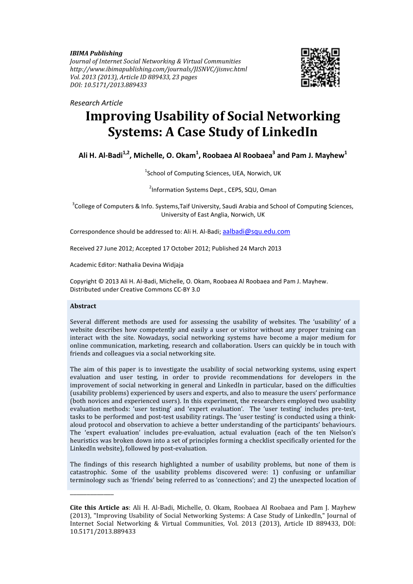 PDF) Improving Usability of Social Networking Systems: A Case ...