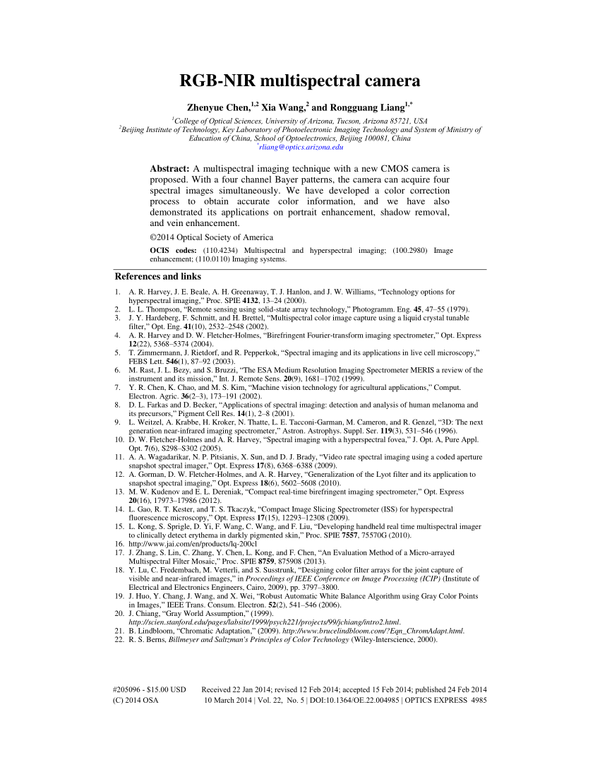 PDF) RGB-NIR multispectral camera