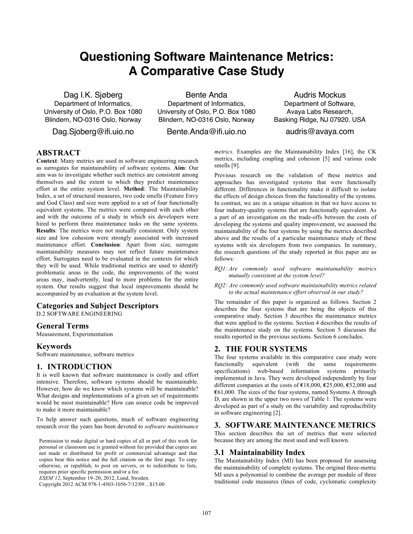 comparative case study software
