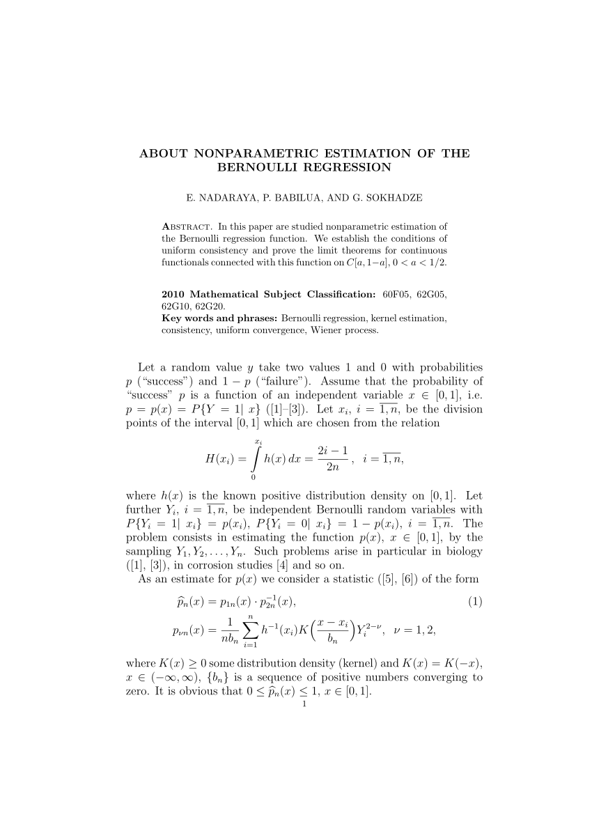 Pdf About The Nonparametric Estimation Of The Bernoulli Regression