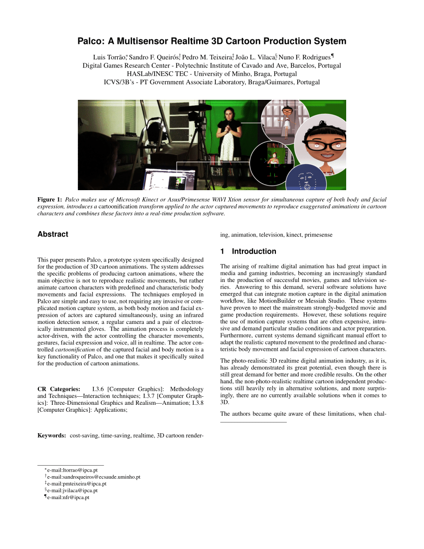 PDF) Palco: A multisensor realtime 3D cartoon production system
