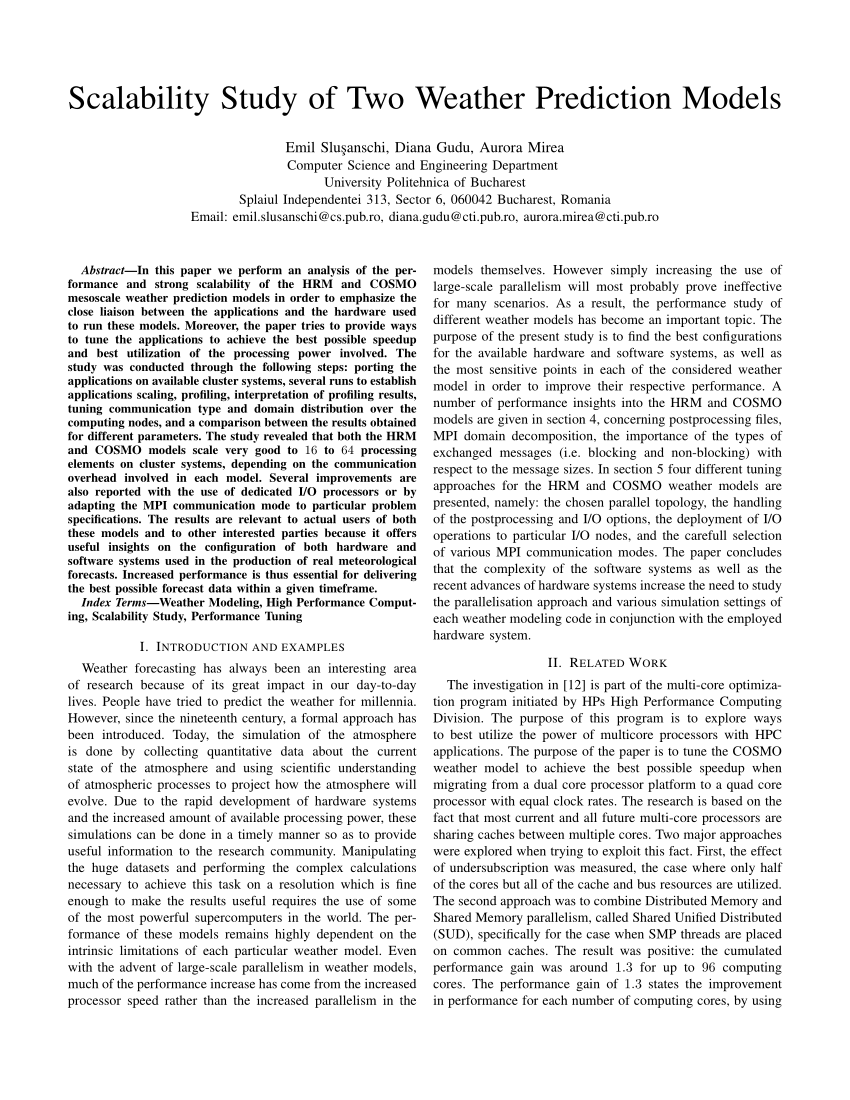 (PDF) Scalability Study of Two Weather Prediction Models