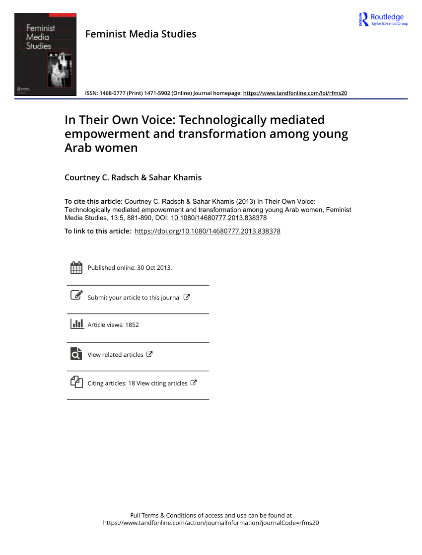PDF) IN THEIR OWN VOICE Technologically mediated empowerment and transformation among young arab women picture