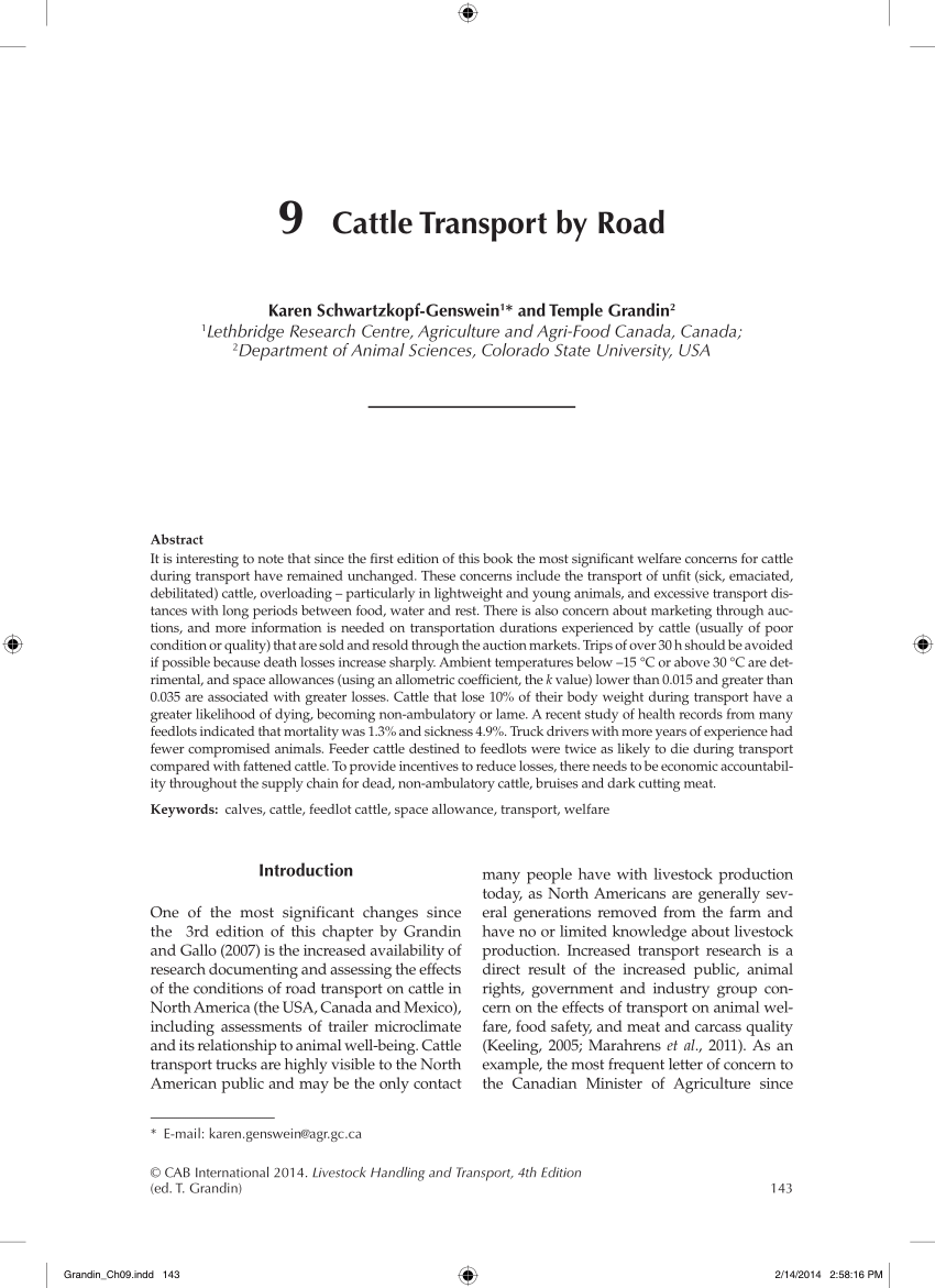 PDF) Cattle Transport by Road