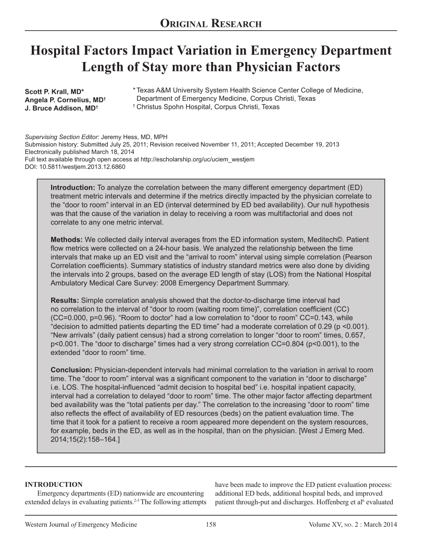 Pdf Hospital Factors Impact Variation In Emergency