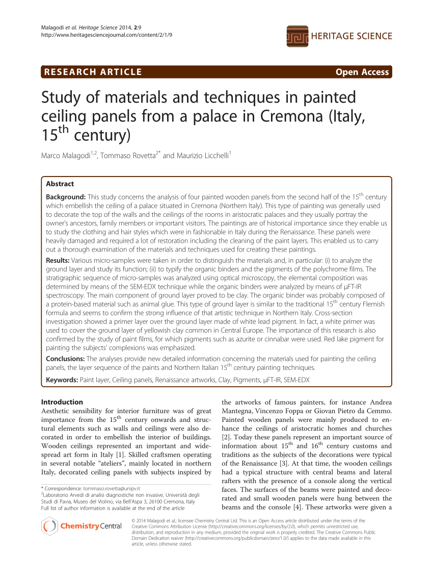 Pdf Study Of Materials And Techniques In Painted Ceiling Panels