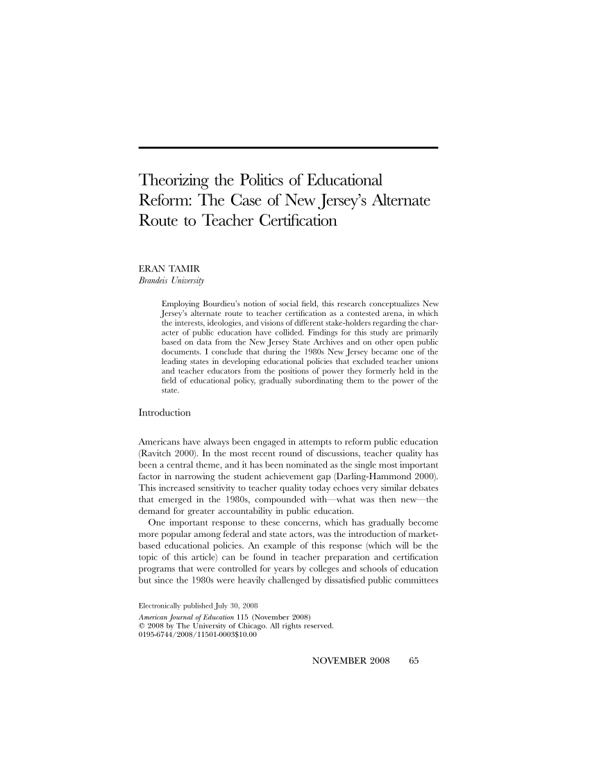 (PDF) Theorizing the Politics of Educational Reform: The Case of New