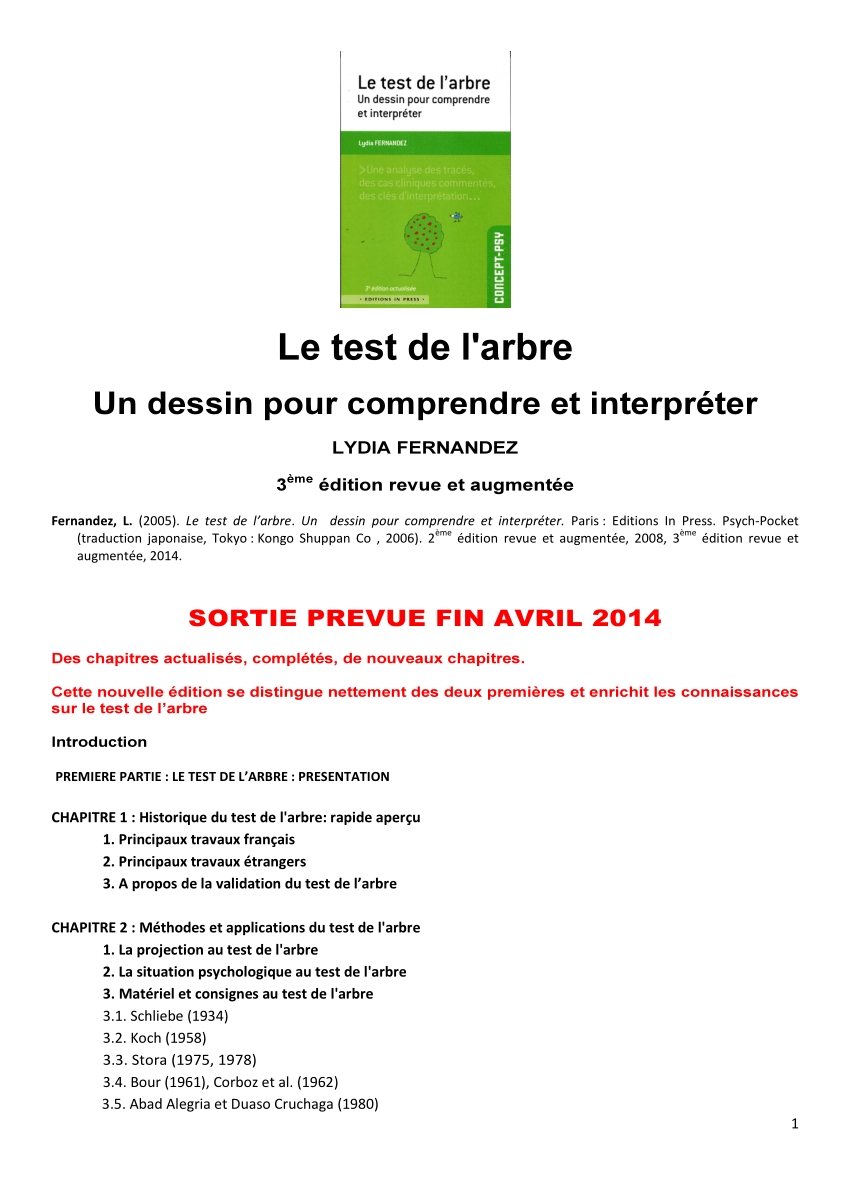 Pdf Le Test De Larbre Un Dessin Pour Comprendre Et - 