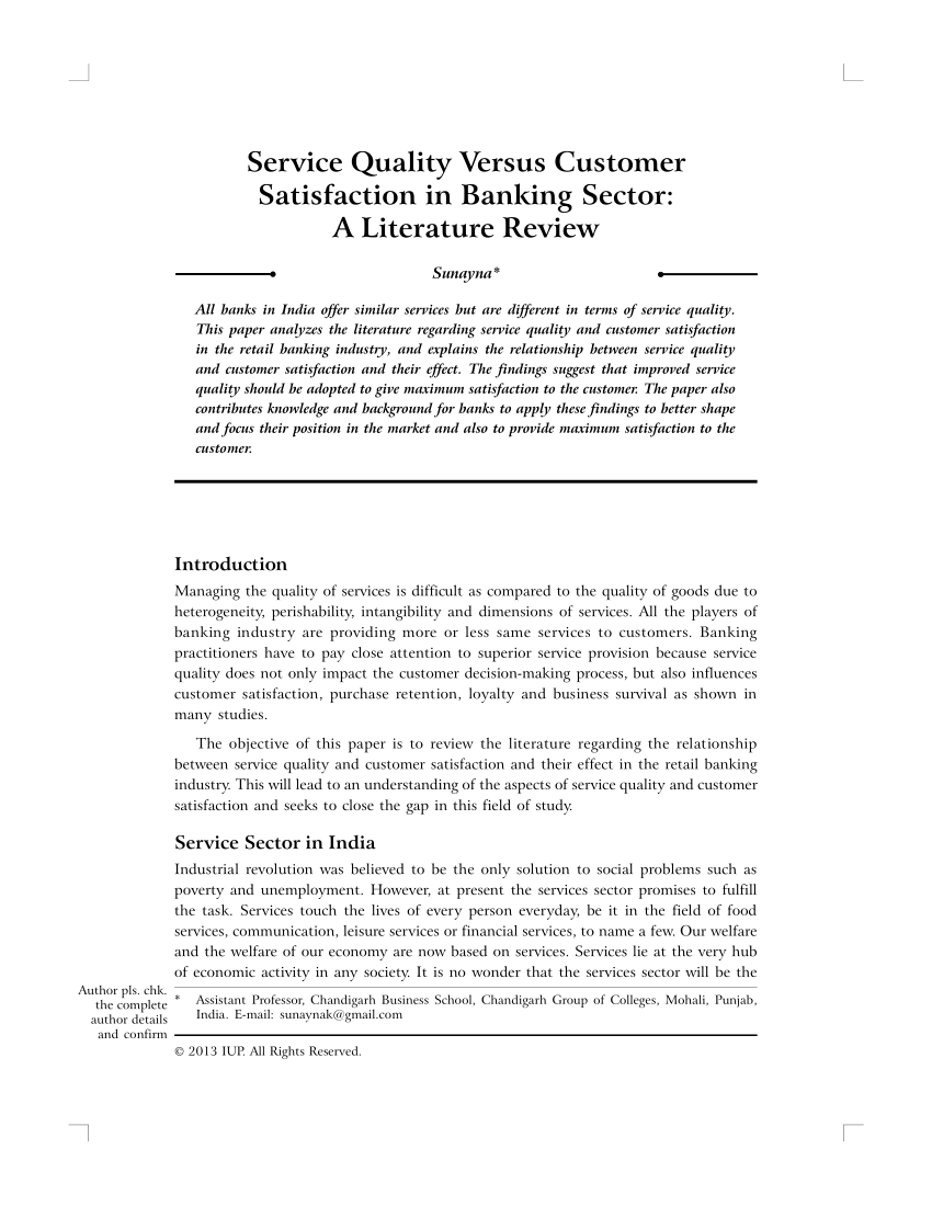 Thesis on service quality in banks