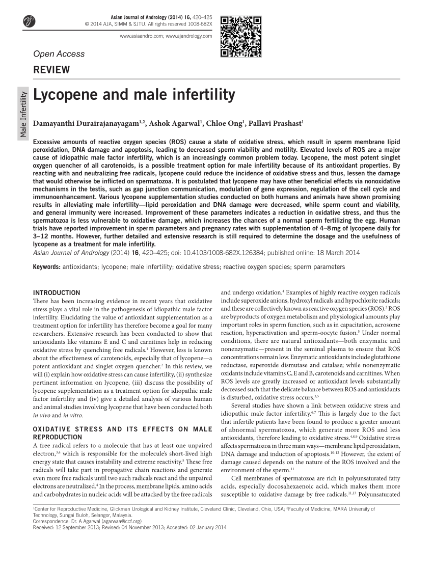 lycopene dosage for male infertility