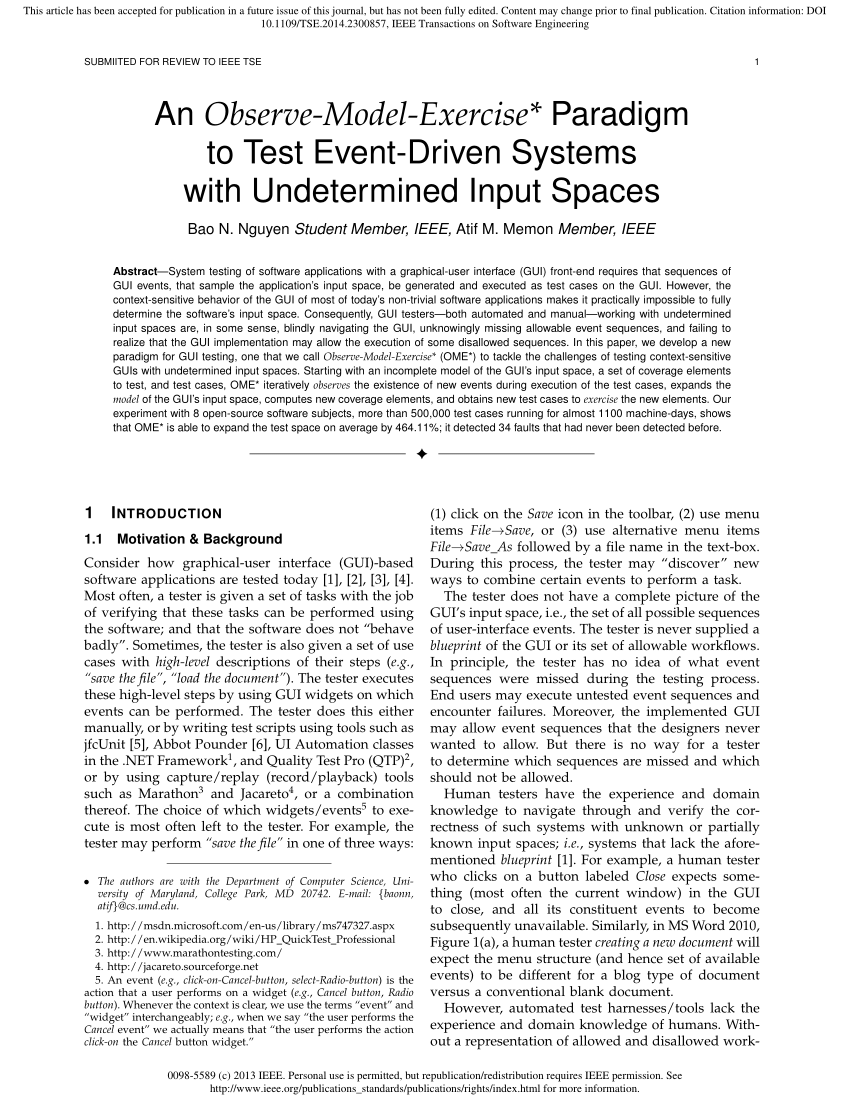 PDF) An Observe-Model-Exercise* Paradigm to Test Event-Driven ...