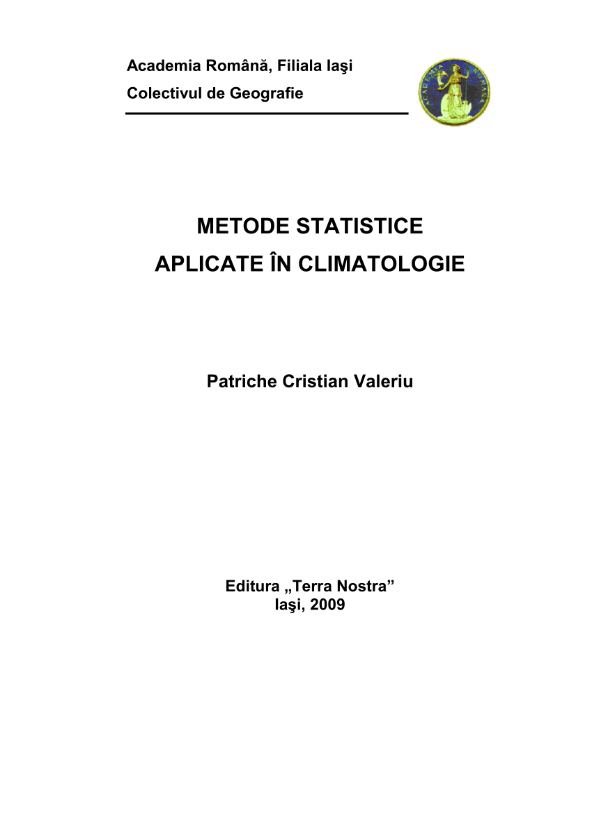 Counsel Applicant Luscious PDF) Metode statistice aplicate in climatologie