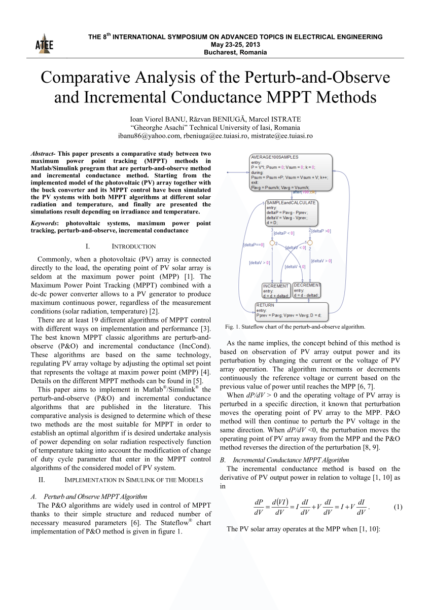 Analysis Of Perturb Observe Incremental Conductance Fuzzy