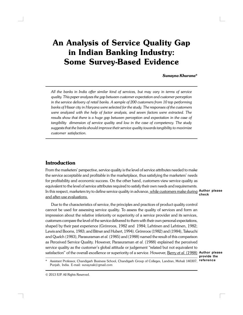 Thesis on customer service in the banking industry
