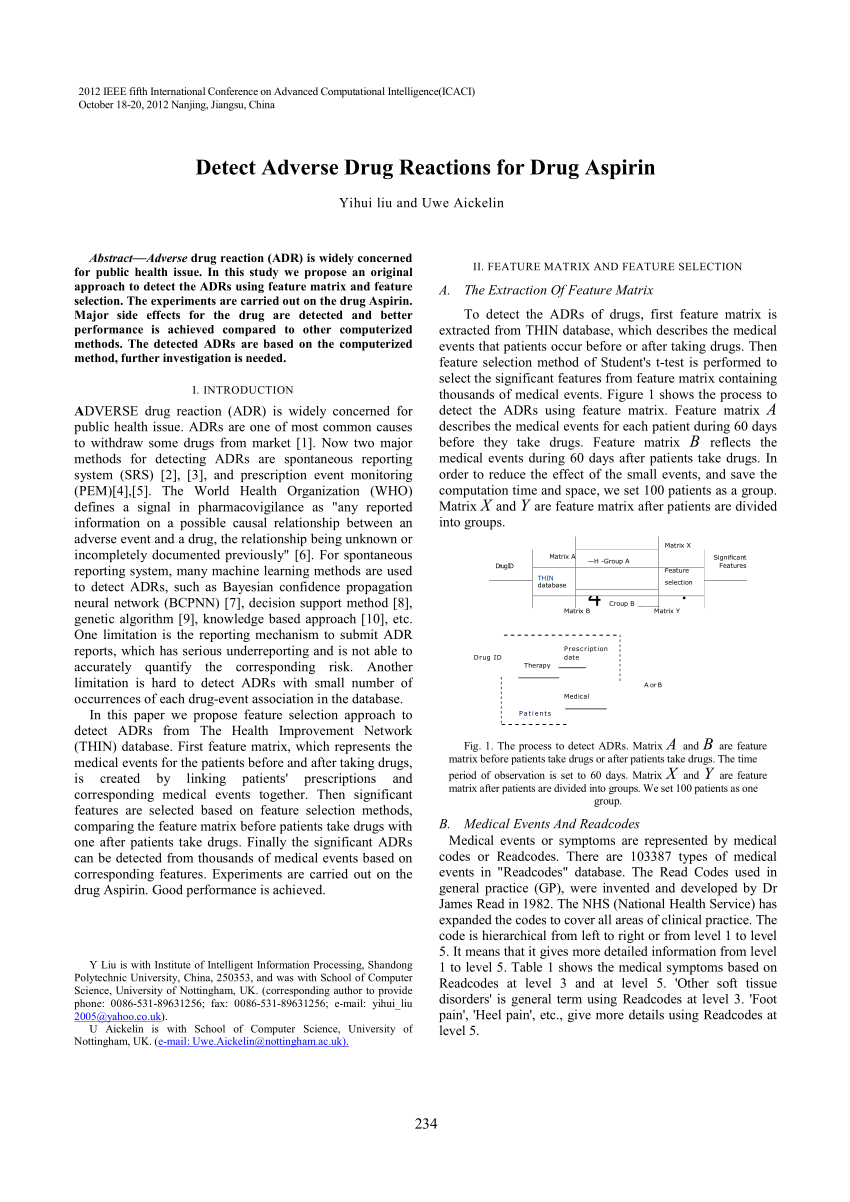 (PDF) Detect Adverse drug reactions for drug Aspirin