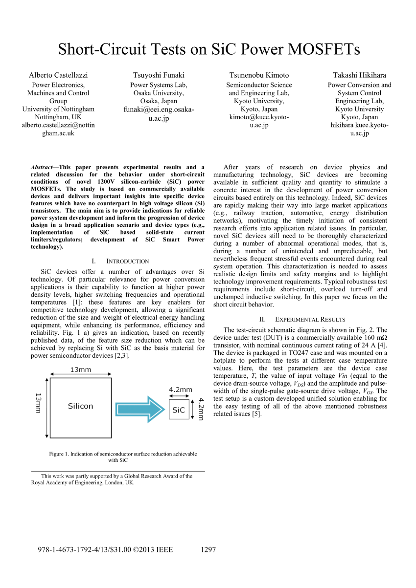 Pdf Short Circuit Tests On Sic Power Mosfets 3730