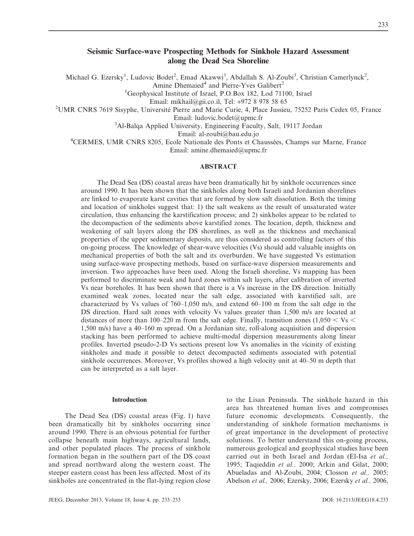 PDF) Ezersky, M., Bodet, L., Akkawi, E., Al-Zoubi, A., Camerlynck