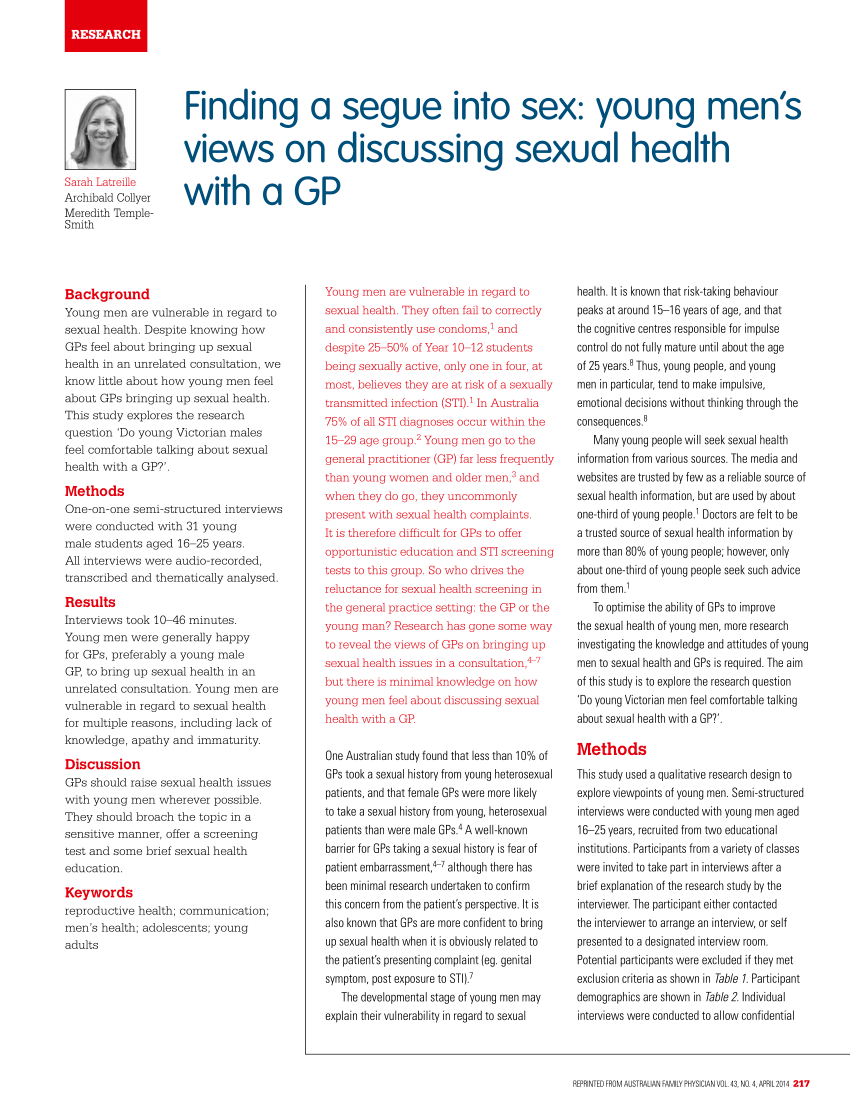 PDF Finding a segue into sex Young men s views on discussing