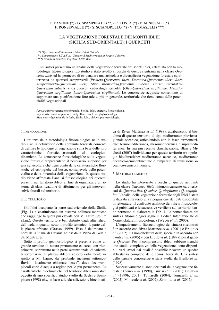 PDF) La vegetazione forestale dei Monti Iblei (Sicilia sud-orientale): i  querceti