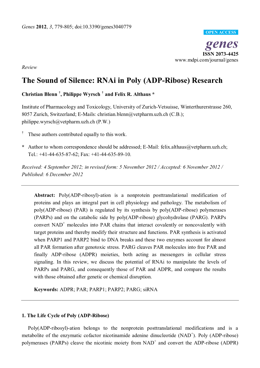 PDF) The sound of silence: RNAi in poly (ADP-Ribose) research