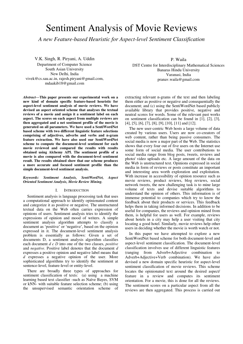 aspect based sentiment analysis of movie reviews on discussion boards