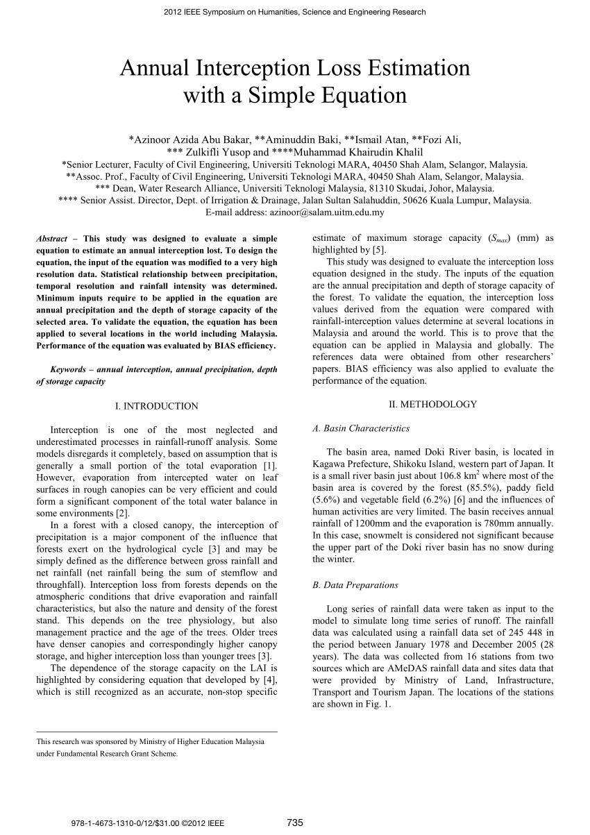 PDF) Annual interception loss estimation with a simple equation