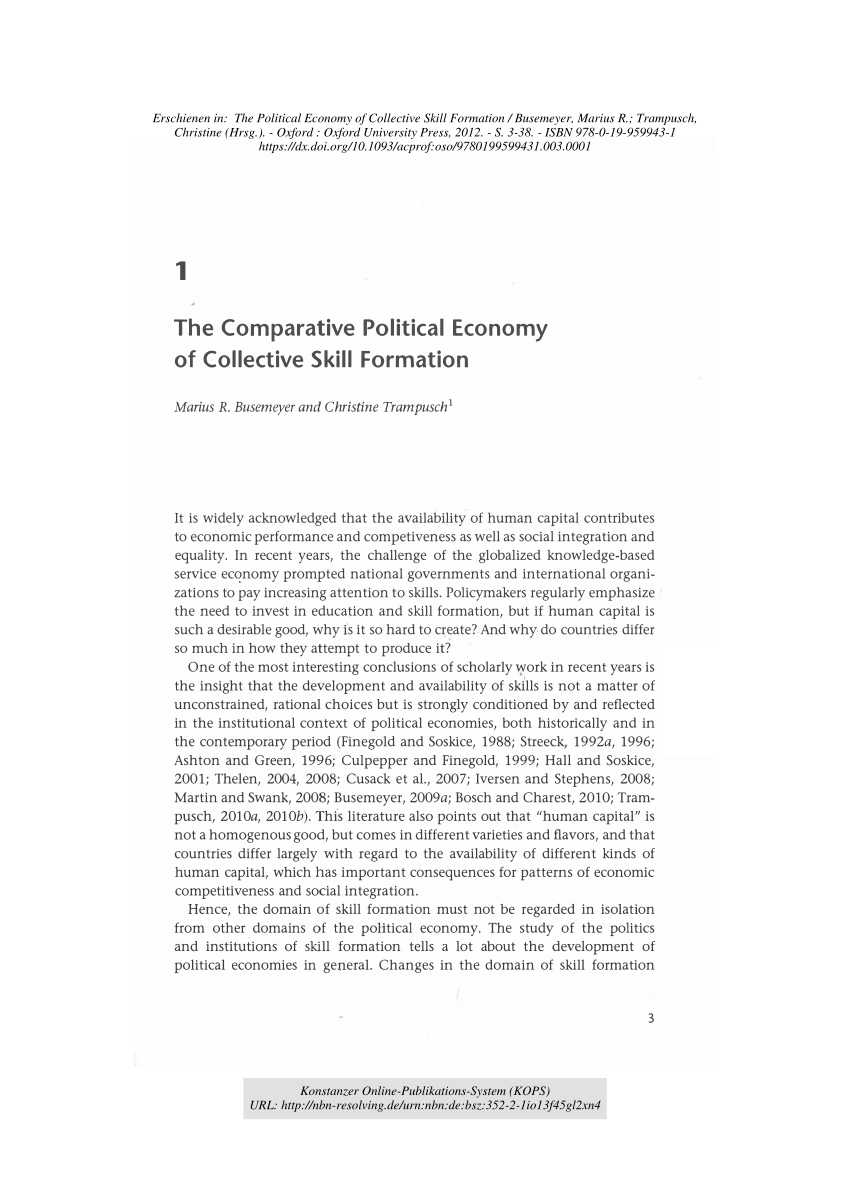 Pdf The Political Economy Of Collective Skill Formation Systems
