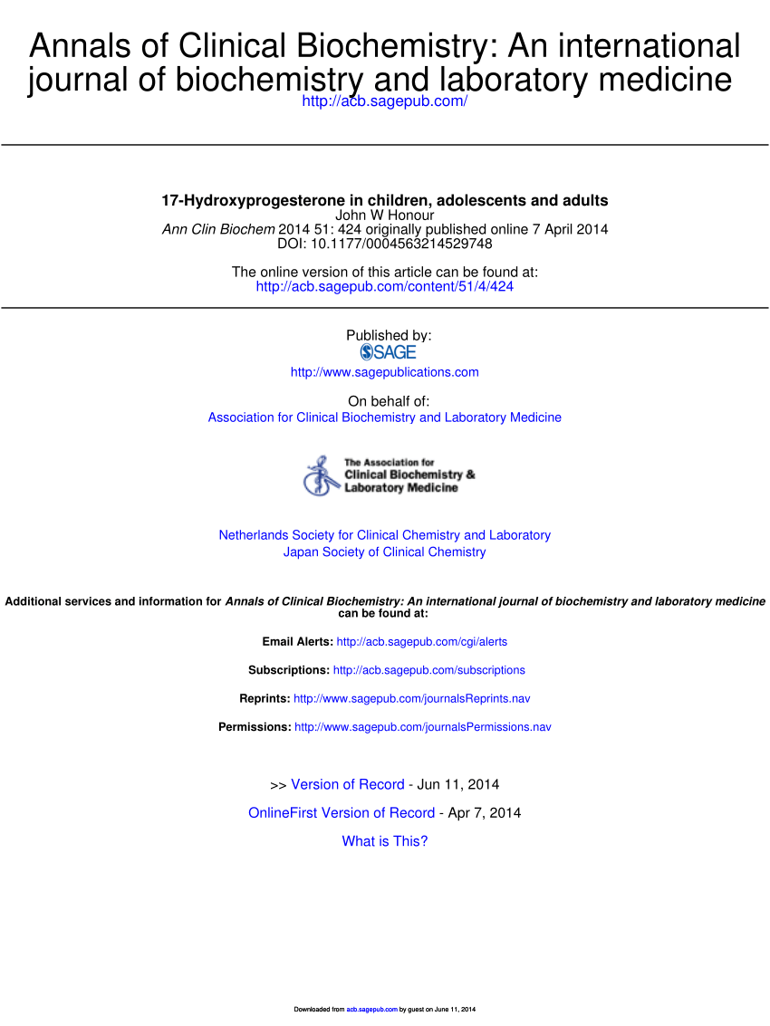 Pdf 17 Hydroxyprogesterone In Children Adolescents And Adults