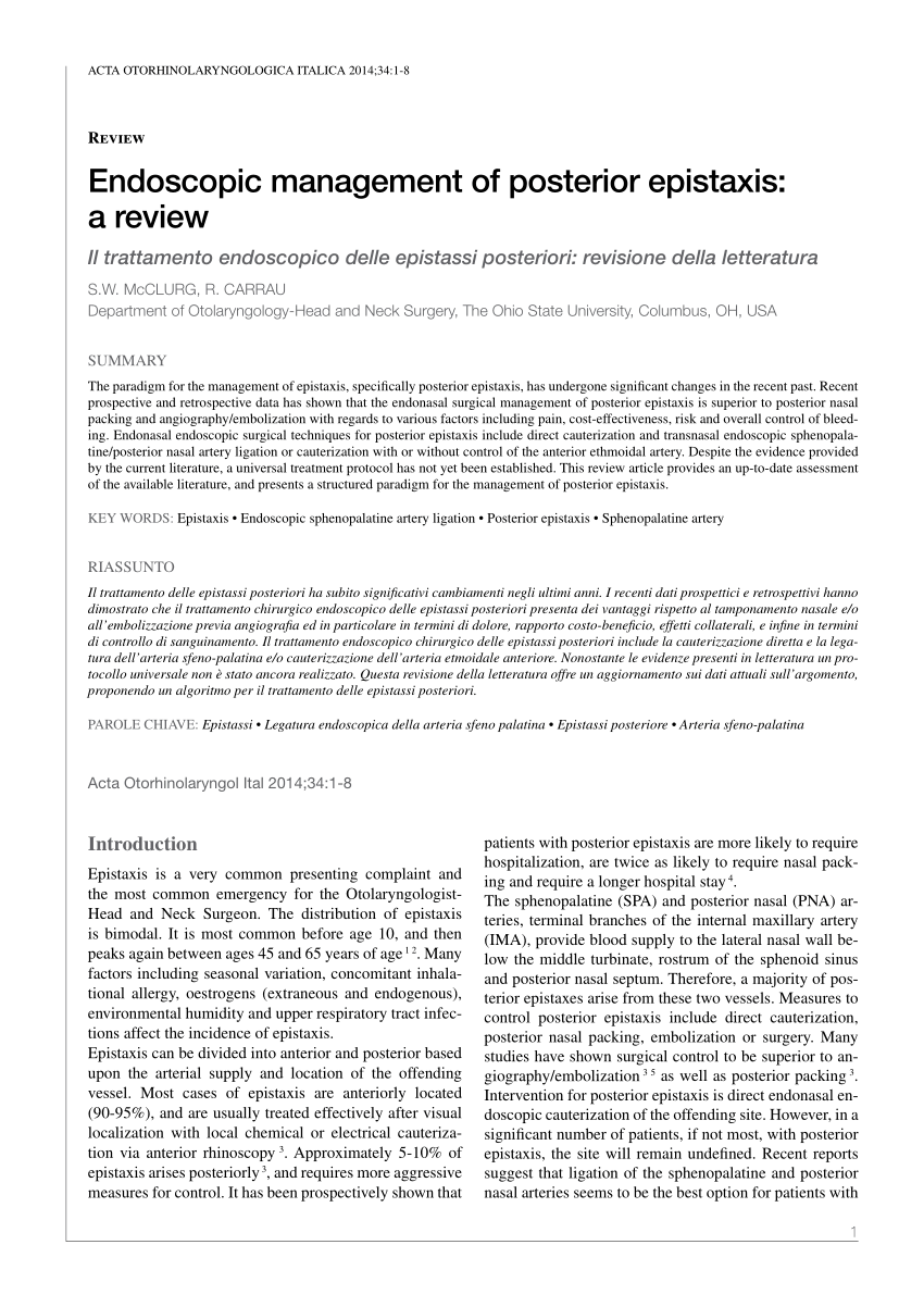 Endoscopic management of posterior epistaxis: A review