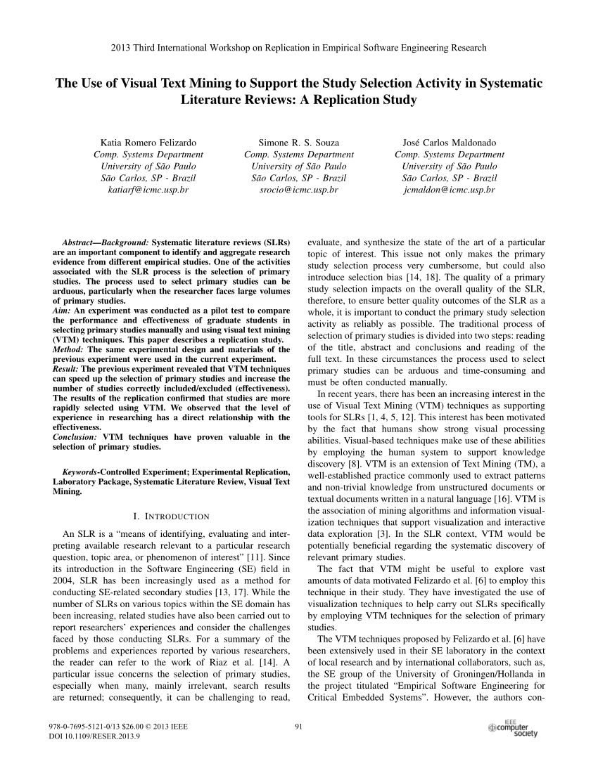 systematic literature reviews through visual text mining