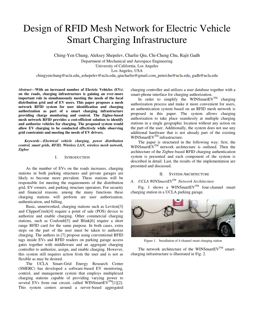 Pdf Design Of Rfid Mesh Network For Electric Vehicle Smart Charging Infrastructure