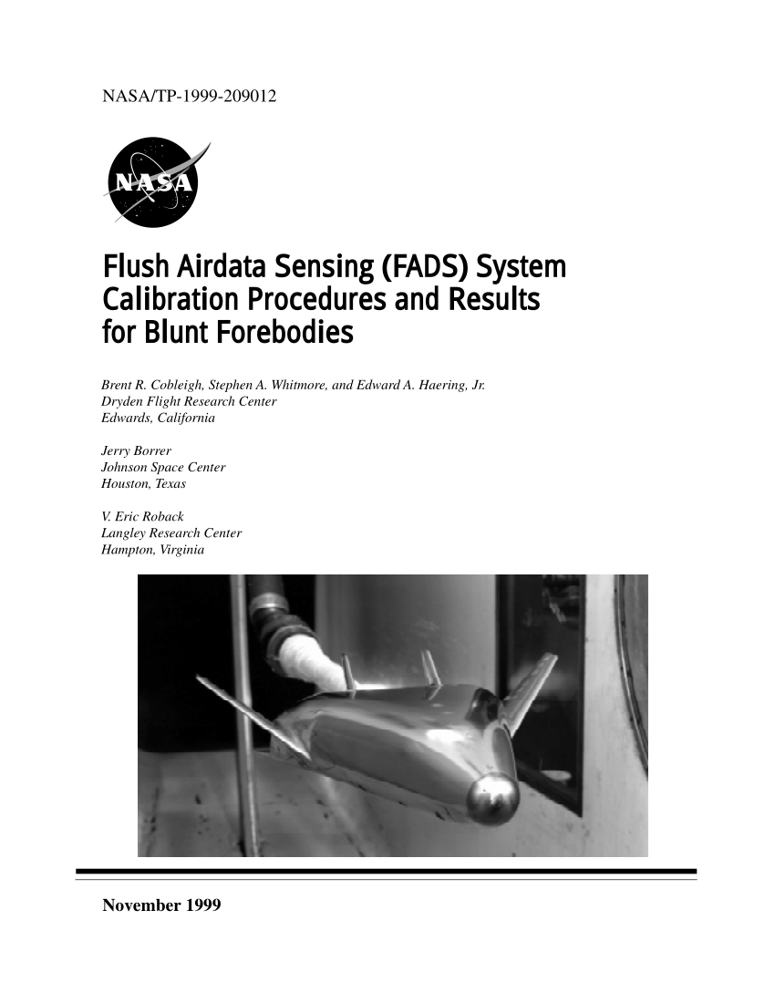 PDF) Flush Airdata Sensing (FADS) System Calibration Procedures