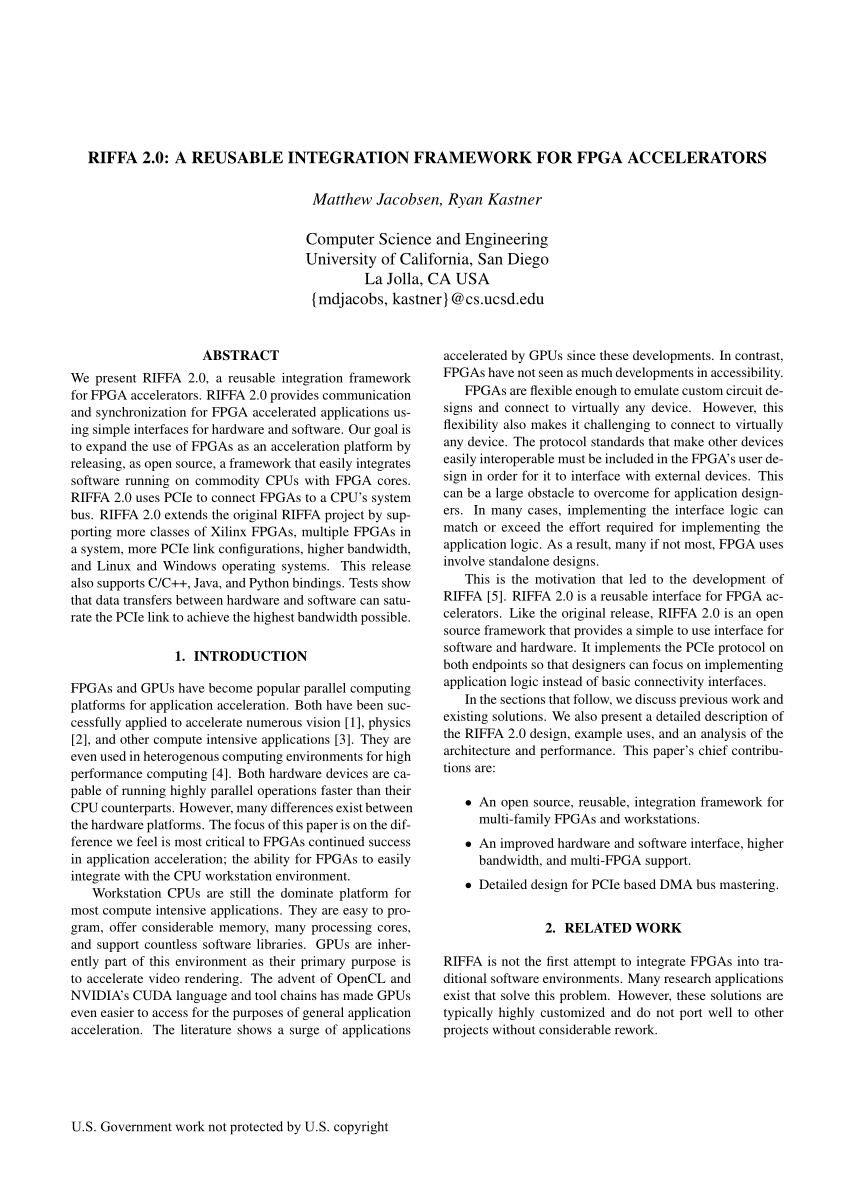 (PDF) RIFFA 2.0 A reusable integration framework for FPGA accelerators