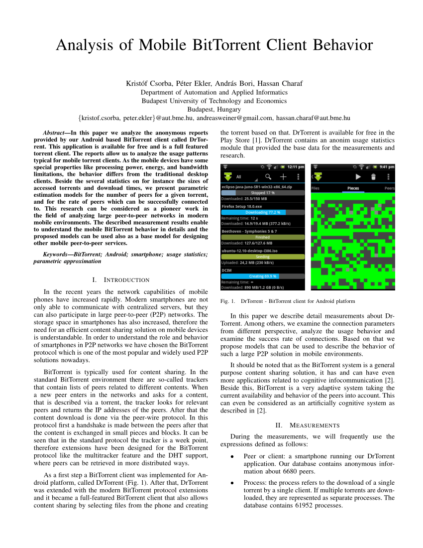 PDF) Analysis of mobile BitTorrent client behavior