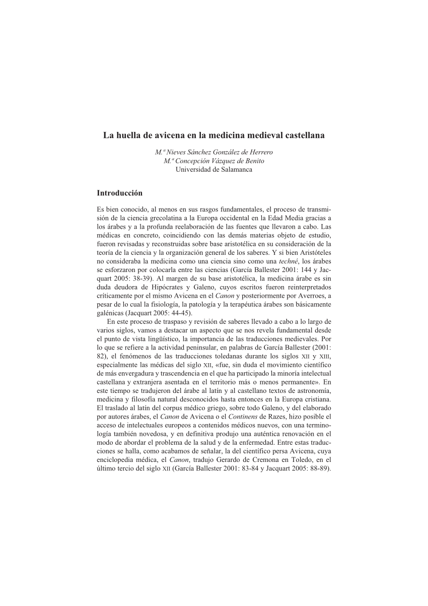 PDF) La huella de Avicena en la medicina medieval castellana