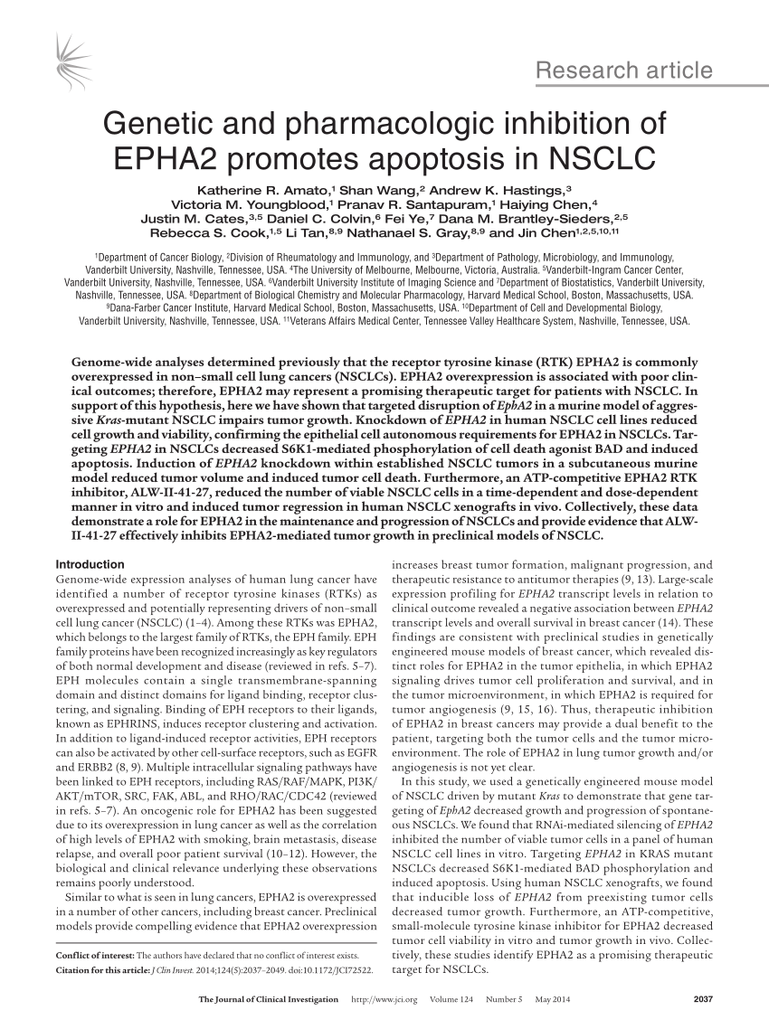 JCI - Genetic and pharmacologic inhibition of EPHA2 
