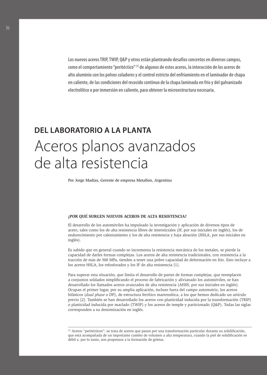 Pdf Aceros Planos Avanzados De Alta Resistencia