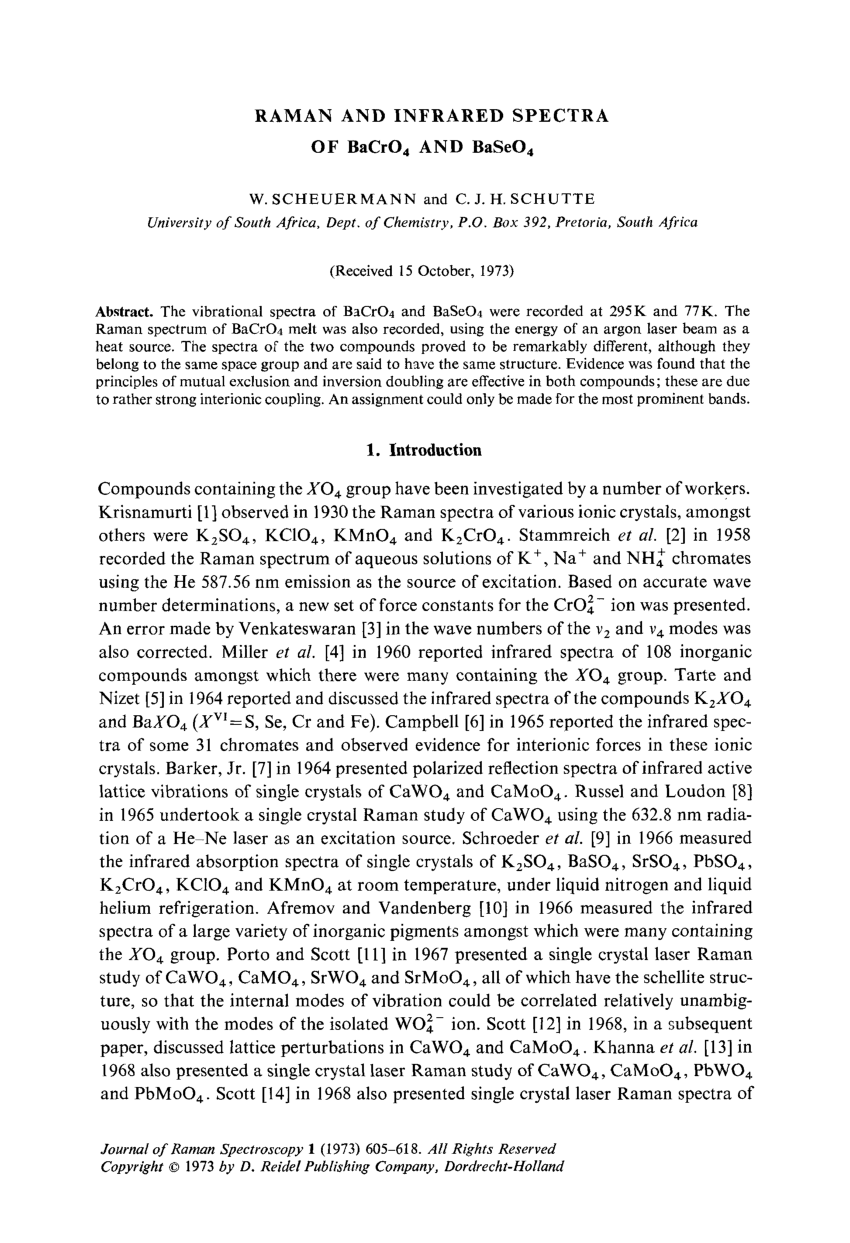 PDF Raman and infrared spectra of BaCrO4 and BaSeO4