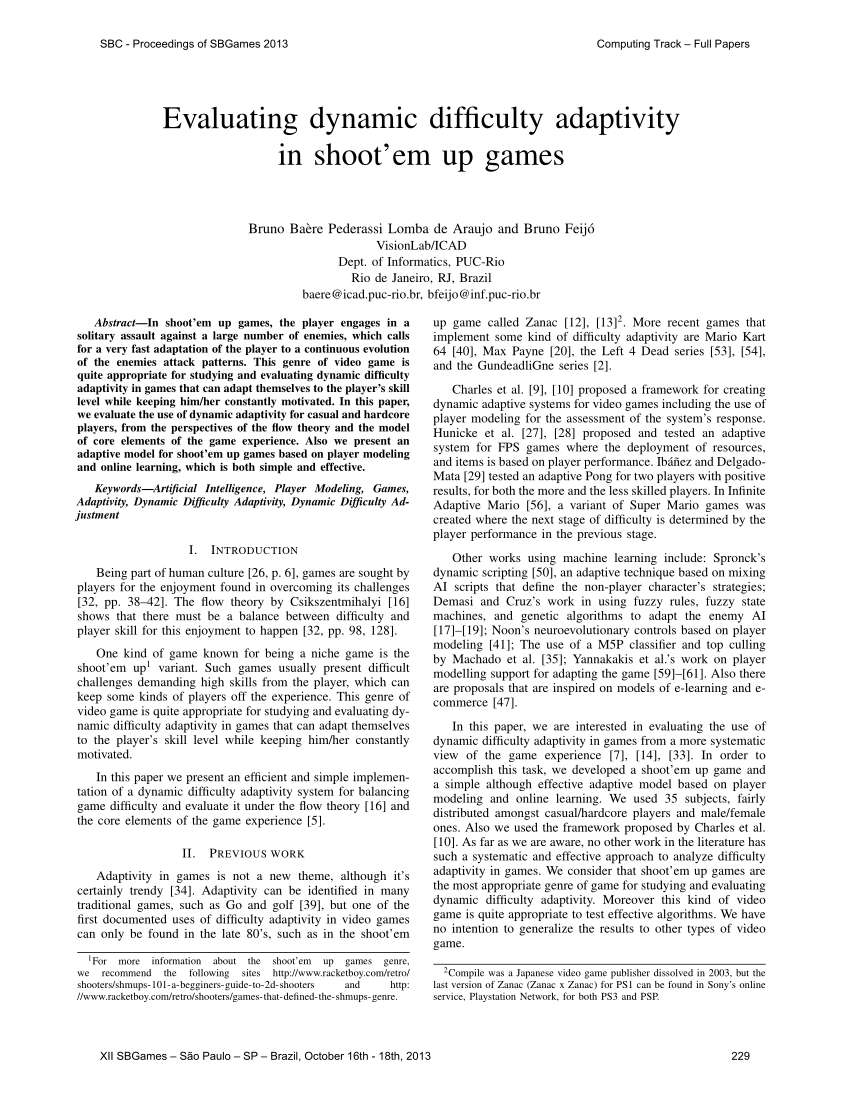 PDF) Evaluating dynamic difficulty adaptivity in shootem up games