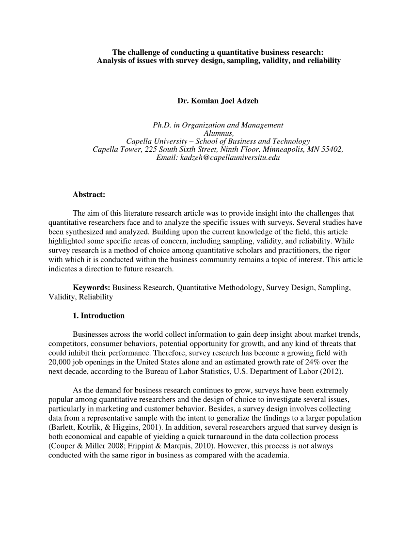 Quantitive research paper