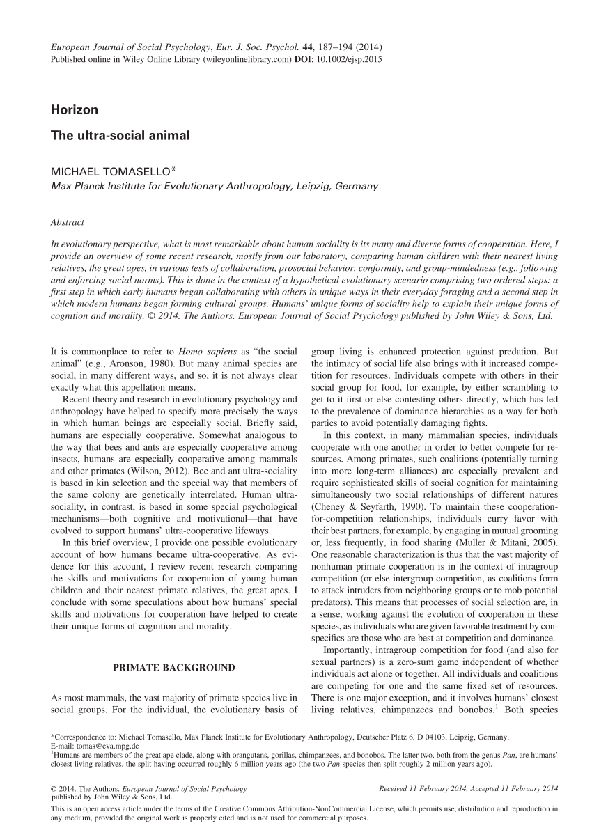 PDF) The ultra-social animal