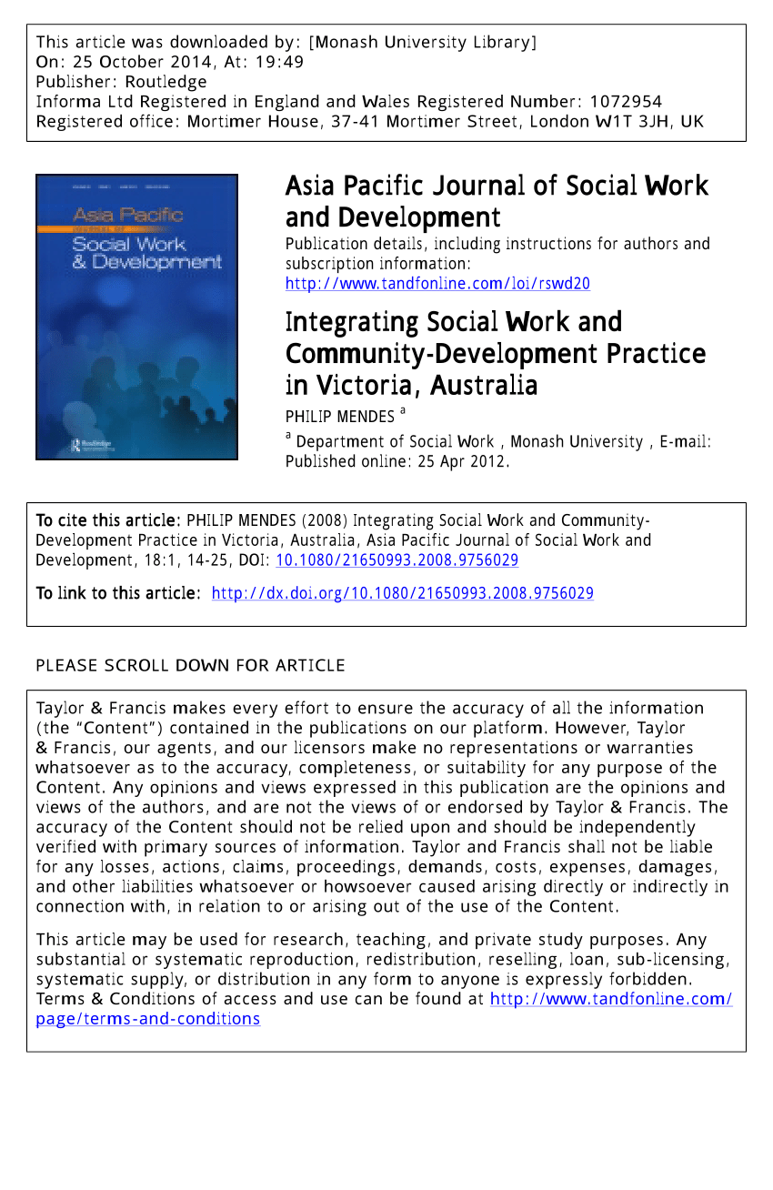 (PDF) Integrating Social Work and Community Development Practice in